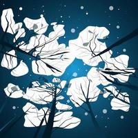 Night forest in winter snowfall vector