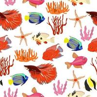 Pattern of red aquarium fish and algae