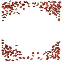 Roasted coffee beans scattered on the table vector