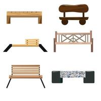 garden benches set on a white background vector