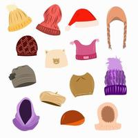 Set of hats of different styles and colors vector