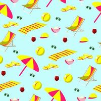 Pattern beach holiday with sun beds and towels and umbrellas vector