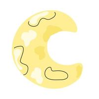 Yellow moon textured childrens illustration. vector