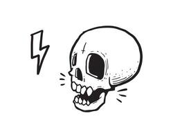 una ilustración de calavera en un estilo de contorno sobre un fondo blanco. una simple mano dibujada de un vector de doodle para recursos gráficos.