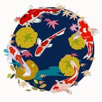 Koi carp swim in a circle in the pond vector