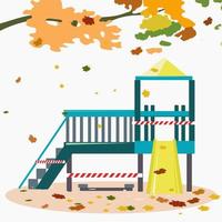 Parque infantil cerrado en otoño en el parque. vector