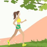 A girl goes for a run in the Park vector