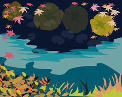 Surface of the pond with water lilies vector