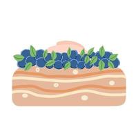 A piece of sponge cake with blueberries. vector