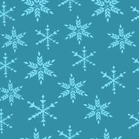 Seamless pattern of snowflakes on a blue background vector