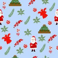 Seamless pattern with Santa Claus and spruce branches vector