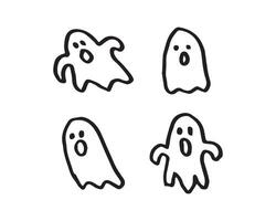 a set of ghost vector illustration in black color and white background. There are four kinds with creative hand drawing graphic.