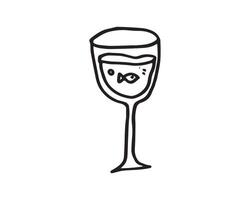 a vector illustration of a wine glass that is filled with water and fish, which can be used for decoration.