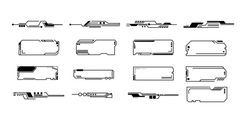 bars and frames vector illustration for web design. hud gaming element in a simple style. a copy space collection in a futuristic and hi-tech theme.