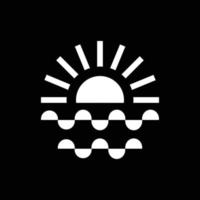 el logotipo de la puesta de sol, icono, símbolo en estilo bohemio sobre un fondo negro. ilustración de elemento de vector para la decoración en estilo minimalista moderno.