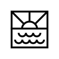el logotipo de la puesta de sol, icono, símbolo en estilo bohemio sobre un fondo blanco. ilustración de elemento de vector para la decoración en estilo minimalista moderno.