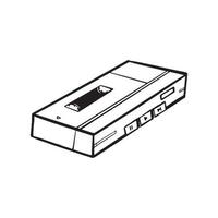 un simple dibujo de una grabadora de casete sobre fondo blanco. ilustración vectorial minimalista de las cosas viejas para el diseño de elementos. vector