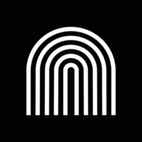el logotipo de la línea curva, icono, símbolo en estilo bohemio sobre un fondo negro. ilustración de elemento de vector para la decoración en estilo minimalista moderno.