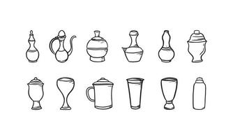 collection set of bottle or glassware illustration. element illustration in a simple outline drawing to create creative design. vector