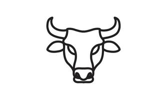 icono de línea de vector de toro, arte de línea de vector de cabeza de animal, ilustración de animal aislado para logo desain