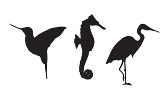 el objeto abstracto en los estilos escandinavos contemporáneos. silueta tinta ilustraciones vectoriales de animales