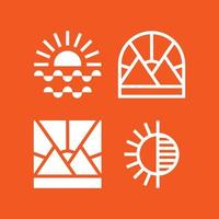 el conjunto de logotipo, icono, símbolo en estilo bohemio sobre un fondo naranja. ilustración de elemento de vector para la decoración en estilo minimalista moderno.