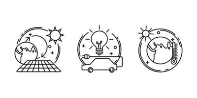 collection set of the environmental issue symbols in a pictogram. linear simple illustration pack. vector drawing in minimalist outline.