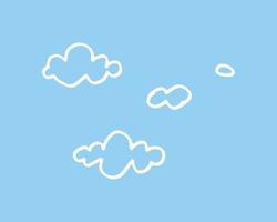 cute clouds are drawn on a blue background. the vector outline illustration of clouds for decorating a creative design.