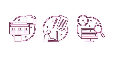 collection set of the internet working symbols in a pictogram. linear simple illustration pack. vector drawing in minimalist outline.