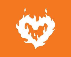 an illustration of a fired heart. a heart illustration on orange background. vector illustration of an emotional icon.