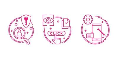 collection set of the privacy and security issue symbols in a pictogram. linear simple illustration pack. vector drawing in minimalist outline.