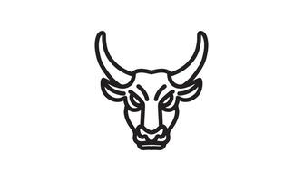 Bull vector line icon, animal head vector line art, isolated animal illustration for logo desain