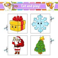 Cut and play. Flash cards. Color puzzle. Education developing worksheet. Activity page. Game for children. Funny character. Isolated vector illustration. cartoon style.