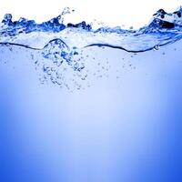 blue transparent water splash realistic beautiful blue clean water on white. photo