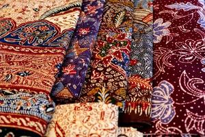 Close look of popular fabrics in Indonesia called Batik, this is made of natural colors photo