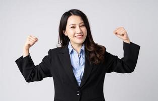 Asian businesswoman portrait, isolated on white background photo