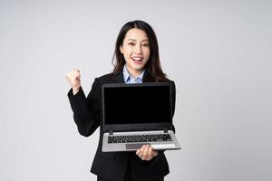 Asian businesswoman portrait, isolated on white background photo