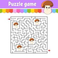 Square maze. Game for kids. Puzzle for children. Labyrinth conundrum. Color vector illustration. Find the right path. Isolated vector illustration. cartoon character.