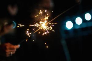 sparklers at the wedding,  on the background photo