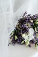 lavender wedding bouquet of fresh natural flowers photo