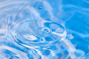 Superficie de patrón de salpicadura de línea de onda de agua azul y agua transparente en azul. foto