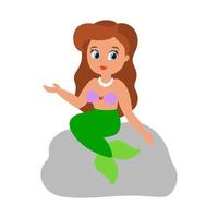 Cute character. Little mermaid. Colorful vector illustration. Cartoon style. Isolated on white background. Design element.