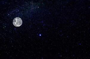 light blue dramatic galaxy night panorama from the moon universe space on night sky photo