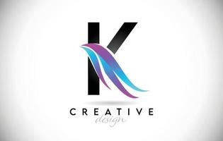 Letter K Logo with creative gradient swooshes. Creative elegant letter K with colorful vector Icon