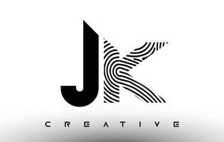 JK Fingerprint zebra Letter Logo Design. JK Logo with fingerprint Creative Icon Vector