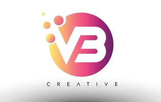 VB Dots Bubbles Letters in a Circle. VB Letter Design Logo with Purple Orange Colors Vector