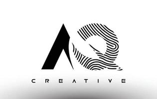 Diseño de logotipo de letra de cebra de huella digital aq. logotipo de aq con vector de icono creativo de huella digital