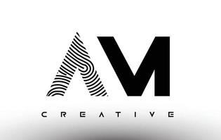 AM Fingerprint zebra Letter Logo Design. AM Logo with fingerprint Creative Icon Vector