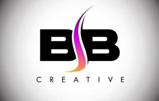 Diseño de logotipo de letra bb con shoosh creativo y aspecto moderno. vector