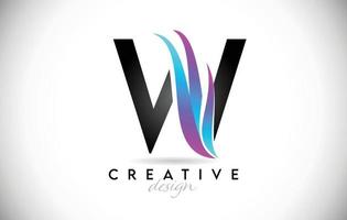 Letter W Logo with creative gradient swooshes. Creative elegant letter W with colorful vector Icon